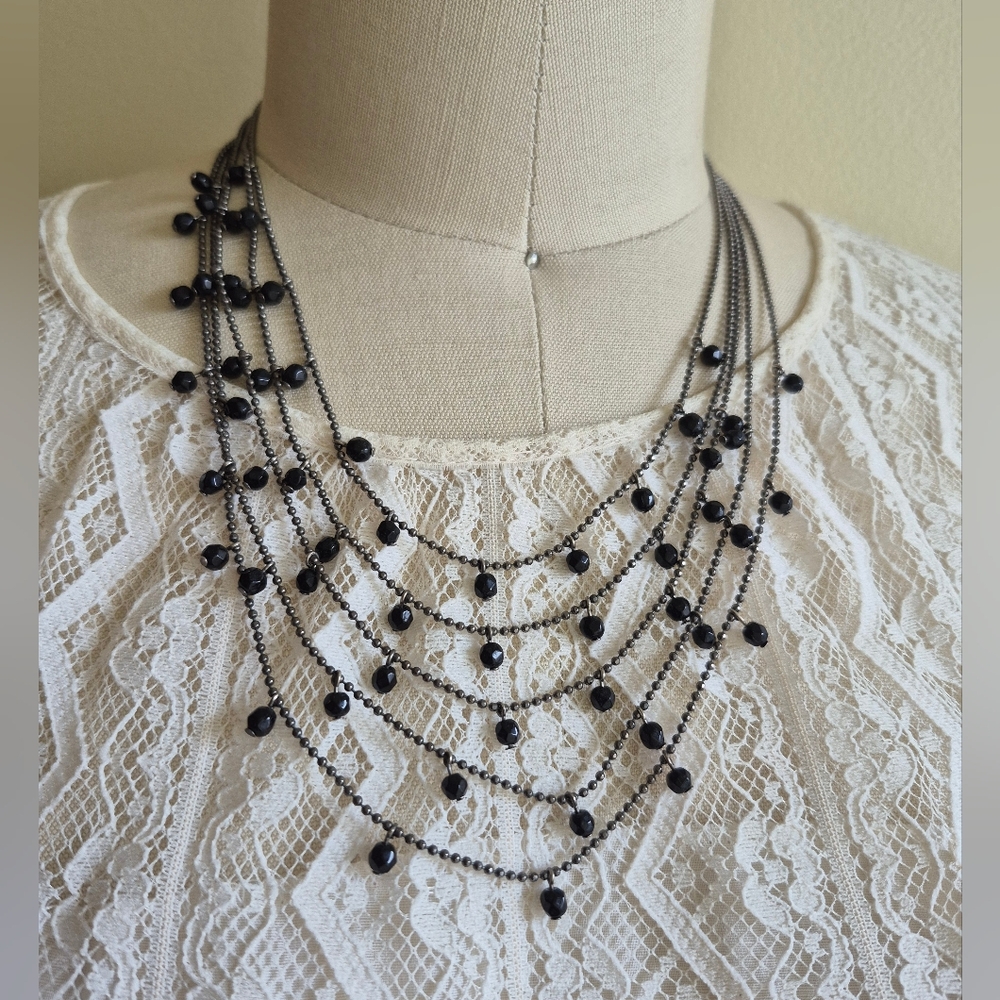 Premier Designs Black Multi-Layer Necklace
